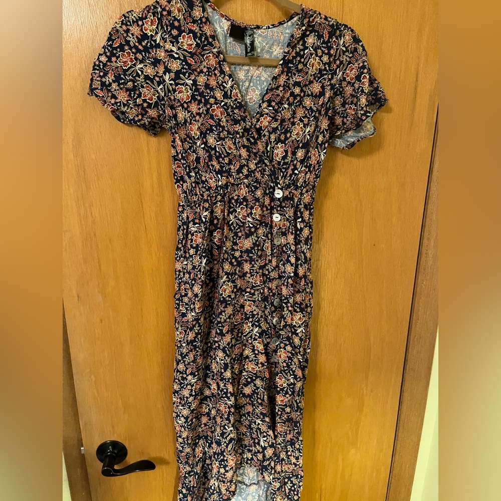 sun dress with buttons high low style
